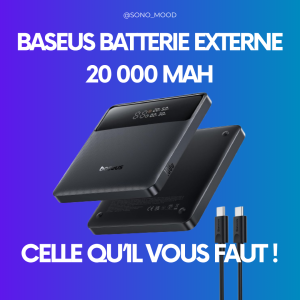 Baseus Batterie Externe Fine 20 000 mAh – La batterie externe qu’il vous faut pour l’été